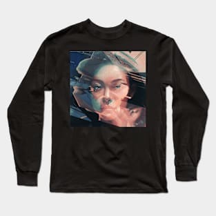 What Room - Glitch Art Portrait Long Sleeve T-Shirt